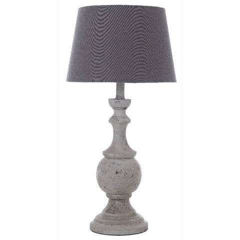 BLANC MARILO' Pied de lampe en bois avec abat-jour en tissu gris tourterelle Ø14x h40 cm
