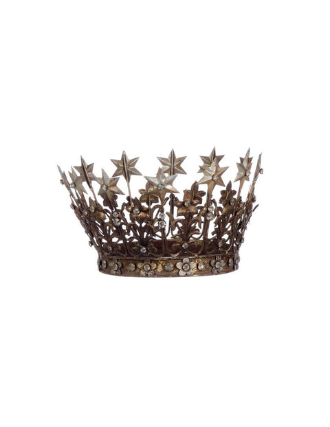 BLANC MARICLO' Ornamental crown in metal and glass 21x12.5x21 cm