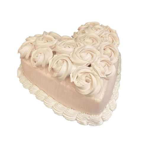 I DOLCI DI NAMI Gâteau coeur avec décoration artisanale crème rose 28x26x8 cm