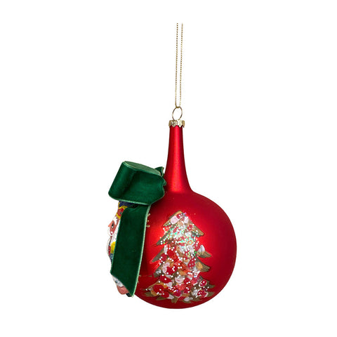 EDG Palla di Natale con soldatino natalizio alberi natalizi laterali sfera in vetro rosso Ø12 cm