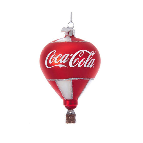 KURTADLER Montgolfière Coca-Cola Décoration de Noël à suspendre verre rouge H9 cm