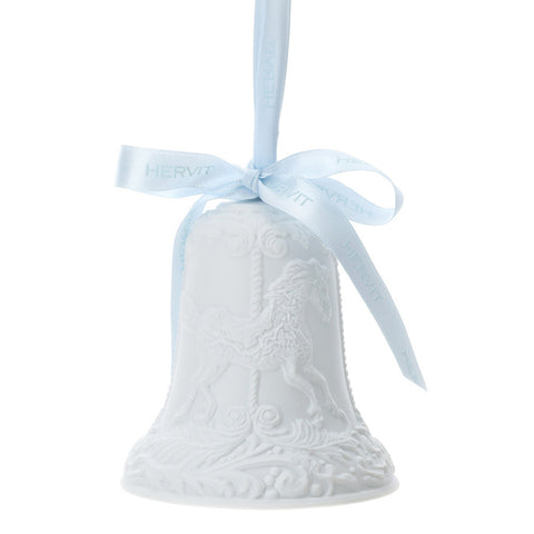 HERVIT Bell with bow in white porcelain biscuit baby favor idea 10cm