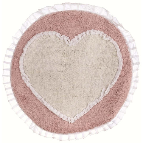 BLANC MARICLO' Tappeto cuore e balza  BOW bianco e rosa 1300 gsm Ø70 cm