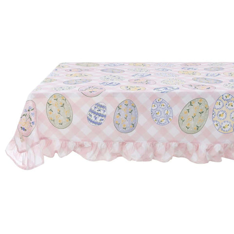 Blanc Mariclò Easter tablecloth in pink cotton "Pretty Easter" 170×260 cm