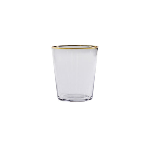 PREZIOSA LUXURY Set of 6 transparent crystal water glasses with gold edge Ø9x11 cm