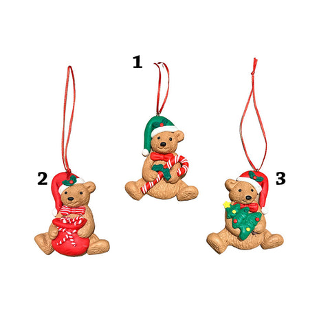 EDG Decorazione natalizie addobbo orso bell 3 varianti resina rosso verde H 8,5 cm