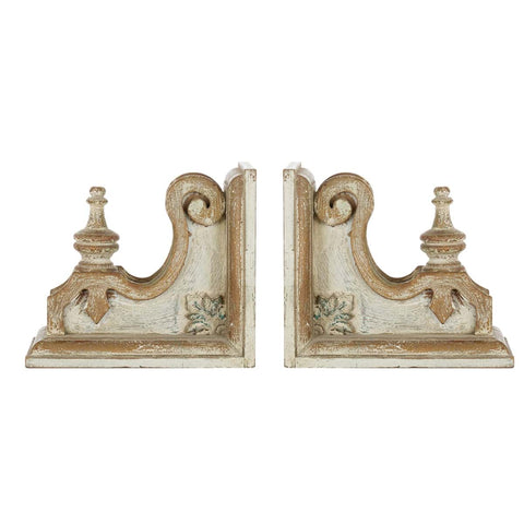 BLANC MARICLO' Set 2 bookend shelves in ivory wood shabby chic 51x13x22cm