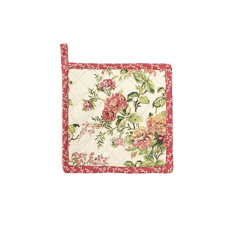 NUVOLE DI STOFFA Presina da forno quadrata EMILY a fiori cotone rosa 20x20 cm