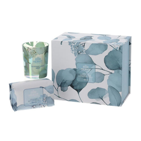 Hervit Set blue scented candle with water soap by "Botanic"