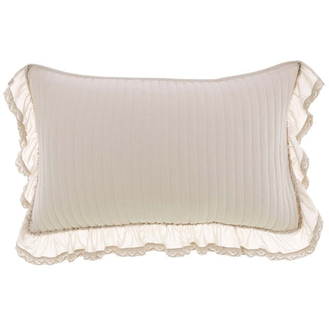 Blanc Mariclò Set of two beige pillow covers with Shabby "Lace" frill 50x80 cm