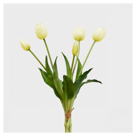 EDG Enzo de Gasperi Tulipano gommoso fiore artificiale, Bouquet 5 tulipani bianchi