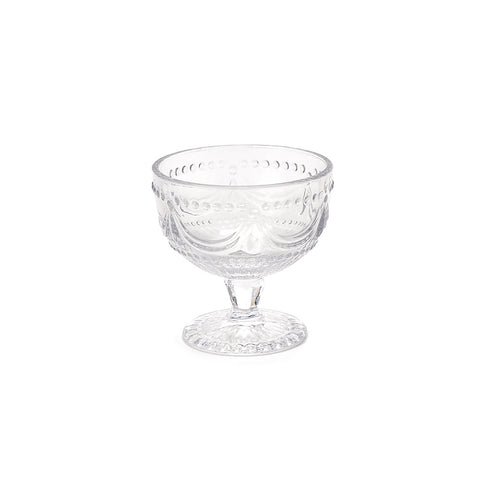 NUVOLE DI STOFFA Set 6 Bicchieri Coppa dessert con ornamenti, in vetro trasparente vintage Annette 10x7x10 cm