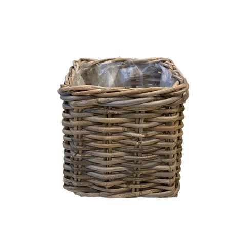 EDG Hand-crafted square rattan basket with internal lining 2 sizes