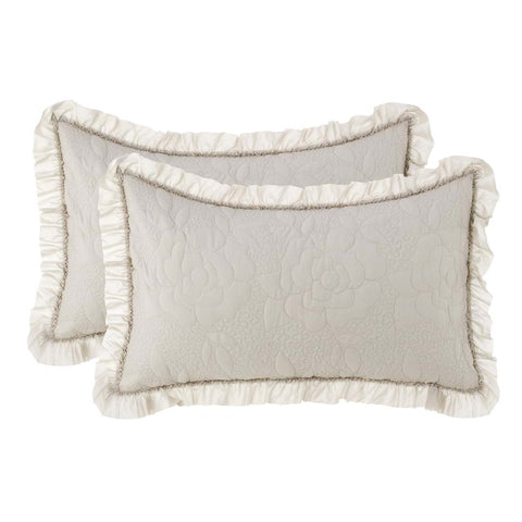 Blanc Mariclò Set of 2 beige "Camelia" Shabby pillow covers