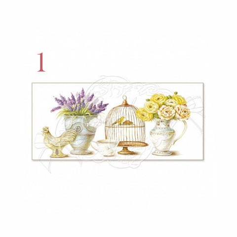 CUDDLES AT HOME Picture/canvas with vases and cages 2 variants 56x23x3cm QA10667