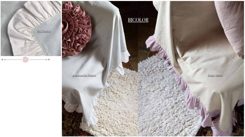 L'ATELIER 17 Single spring summer bedspread in pure cotton with "Essentiel" flounce Shabby Chic 180x255 cm 8 variants