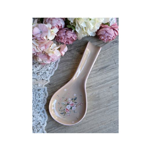 FABRIC CLOUDS Repose cuillère en céramique SOPHIE fleurs roses 26x11,4x2,5 cm