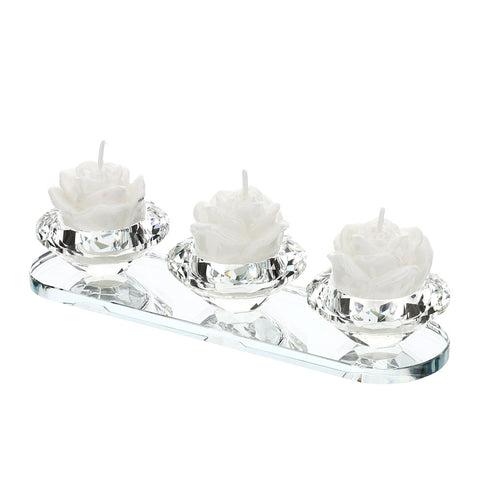 HERVIT Crystal candle holder with 3 candles 22x4 cm 28150