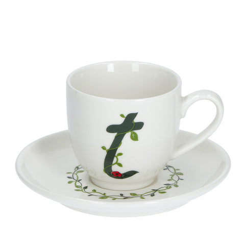 LA PORCELLANA BIANCA Espresso cup with saucer letter T in porcelain "Solo Tua" 90 cc