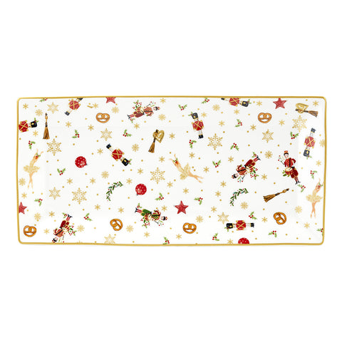 Fade Rectangular porcelain tray with "Star" decorations 31.5x15.5 cm
