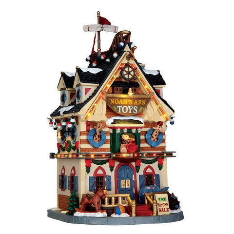 LEMAX Negozio di giocattoli Noah's Ark per villaggio di Natale luci porcellana