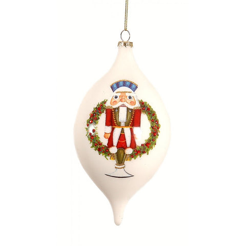 VETUR Décoration de sapin de Noël goutte avec casse-noisette blanc et rouge 10 cm