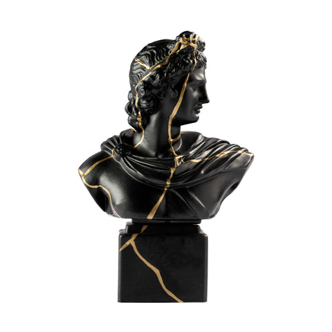 SBORDONE Busto Apollo in porcellana nero con venature dorate 2 varianti (1pz)