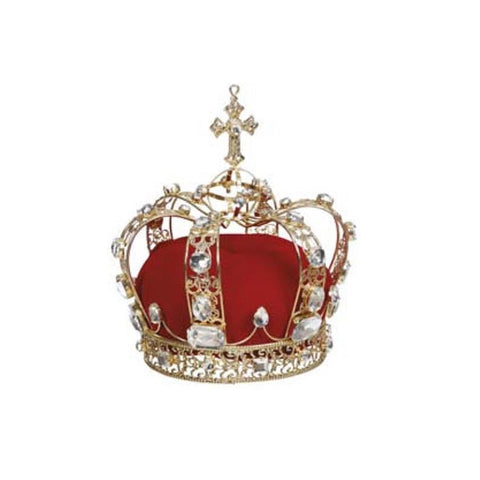 GOODWILL Corona decorazione corona sacra con croce rosso metallo oro H20 cm