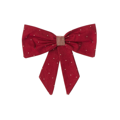 TISSU NUAGES Noeud avec broche Décoration de Noël coton rouge 22x22 cm