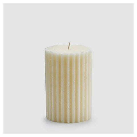 EDG Rustic decorative candle with ivory vanilla scented stripes H15 Ø 10 cm