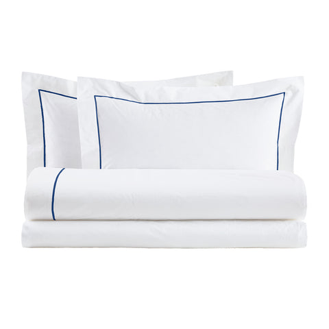 Pearl White Cotton queen size bed set + "Bacchetta" pillowcase 4 variants