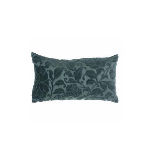 BLANC MARICLO' JACOBEAN VEL rectangular cushion with flowers in cotton 30x50 cm