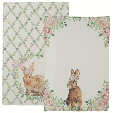 BLANC MARICLO' Torchon Lapin ROMANTIC EASTER 2 variantes 50x70 cm A30315