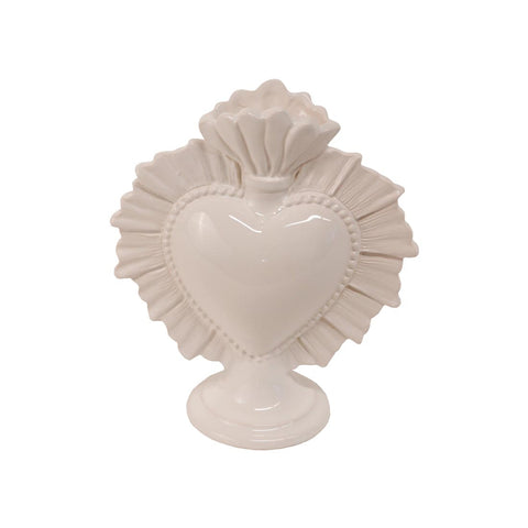 VIRGINIA CASA Portaprofumo cuore sacro EXVOTO ceramica bianco lucido 250ml H21cm