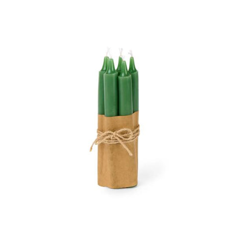 FABRIC CLOUDS Set of 5 candles in pine green stem bouquet package Ø2xh18 cm