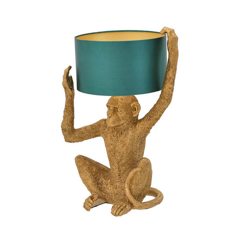 INART Lampada da tavolo moderna con scimmia verde e oro 220 V - 240 V 35x30x57cm
