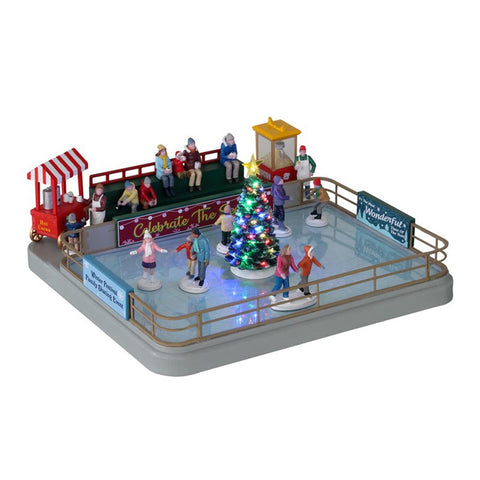 LEMAX Scène illuminée avec musique animée "Outdoor Skating Rink" Construisez votre propre village de Noël