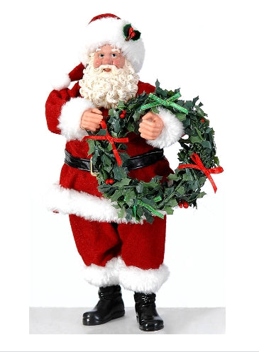 Figurine de décoration de Noël VETUR Père Noël avec guirlande en résine H28cm