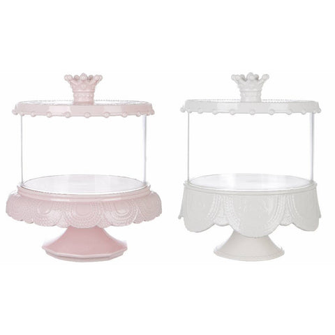 BLANC MARICLO' Stand with lid Shabby chic white and pink H 27.5 cm A30141