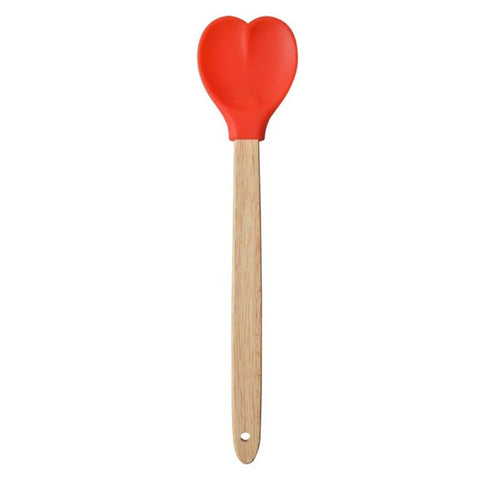 Clayre &amp; Eef Spatula with Heart in Shabby red Silicone 29x7 cm