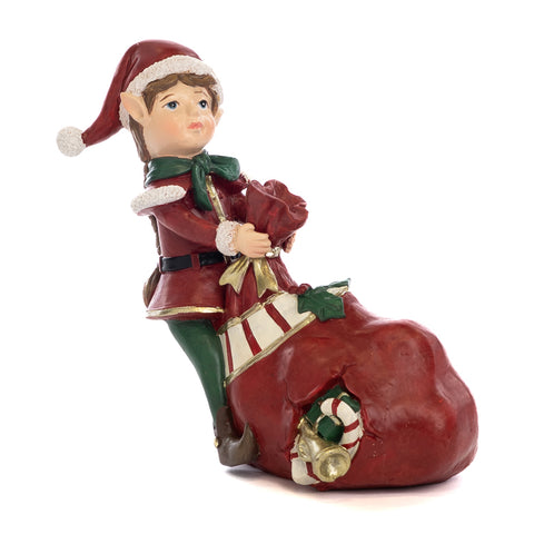 GOODWILL Statuetta natalizia Elfo in resina decorato e dipinto a mano