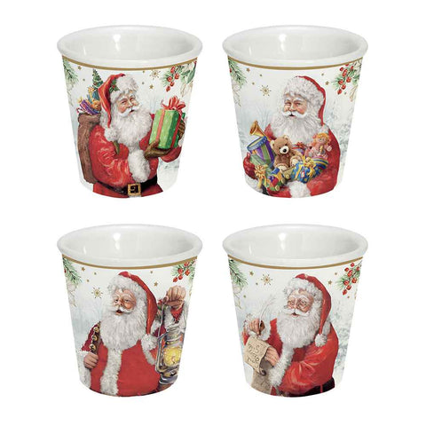 Easy Life Set de 4 verres à café en porcelaine "Santa is Coming" 100 ml