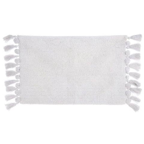 BLANC MARICLO' Tappeto bagno rettangolare con frange in cotone bianco 50x80 cm