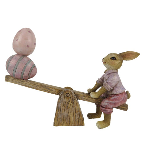 CLAYRE & EEF Coniglio sulla giostra decorazioni Pasqua beige 16x3x12 cm