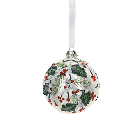 HERVIT Christmas ball sphere for tree decorations with glitter blown glass Ø8cm