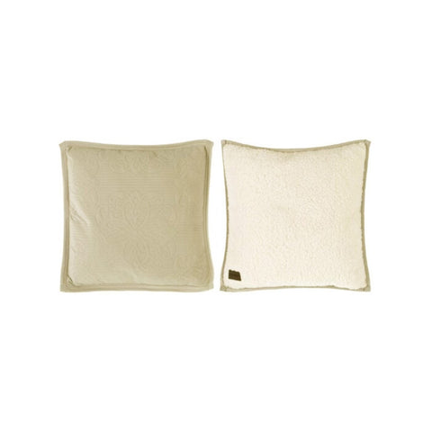 BLANC MARICLO' Coussin décoratif carré avec fourrure écologique beige 50x50 cm