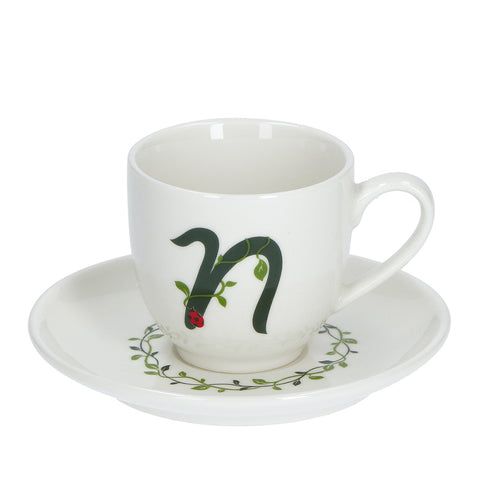LA PORCELLANA BIANCA Espresso cup with saucer letter N in porcelain "Solo Tua" 90 cc