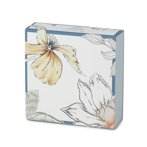 HERVIT BLOSSOM sugared almond box in light blue cardboard with flowers 10x10x3 cm 28014