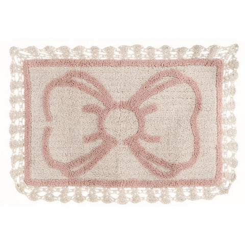 BLANC MARICLO' Tapis nœud et crochet BOW blanc et rose 1900 g/m² 40x60 cm
