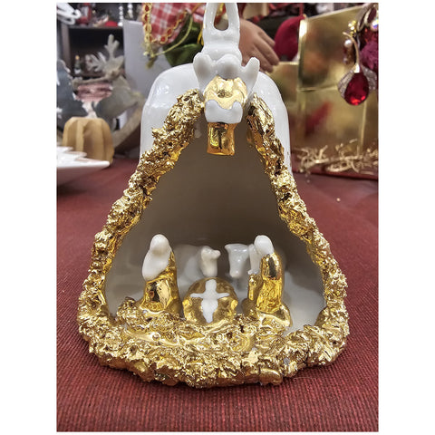 Sbordone Bell with nativity scene in handcrafted porcelain D9xH13 cm